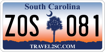 SC license plate ZOS081