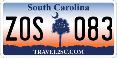 SC license plate ZOS083