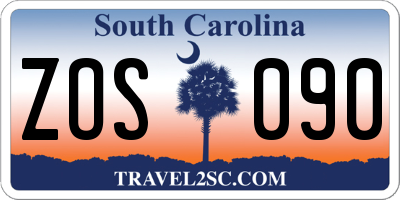 SC license plate ZOS090
