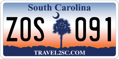 SC license plate ZOS091