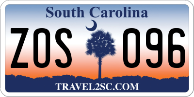 SC license plate ZOS096