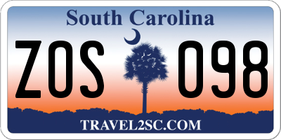 SC license plate ZOS098