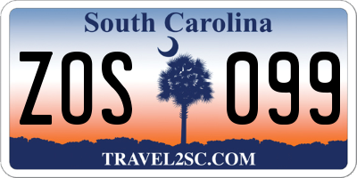 SC license plate ZOS099