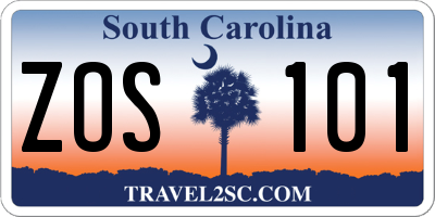 SC license plate ZOS101