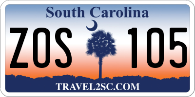 SC license plate ZOS105