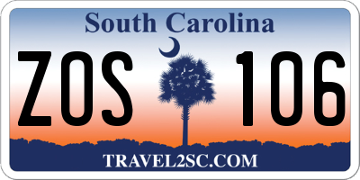 SC license plate ZOS106