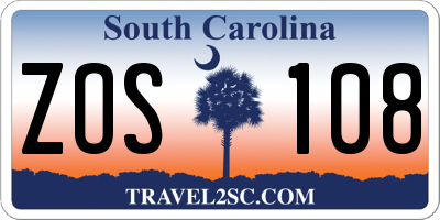 SC license plate ZOS108