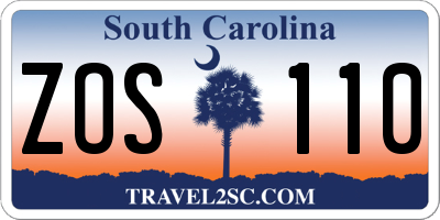 SC license plate ZOS110