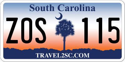 SC license plate ZOS115