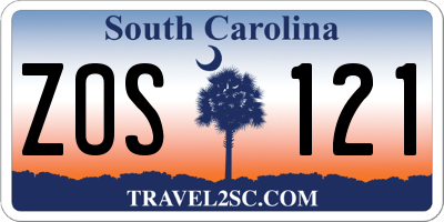 SC license plate ZOS121
