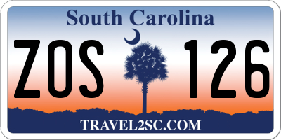 SC license plate ZOS126