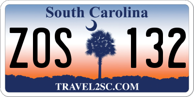 SC license plate ZOS132