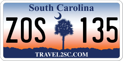 SC license plate ZOS135