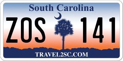 SC license plate ZOS141