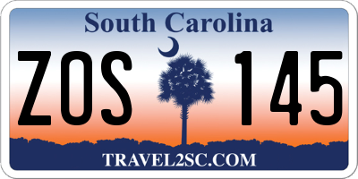 SC license plate ZOS145