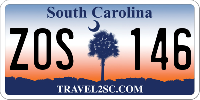 SC license plate ZOS146