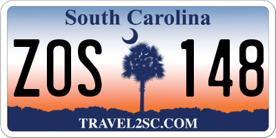 SC license plate ZOS148