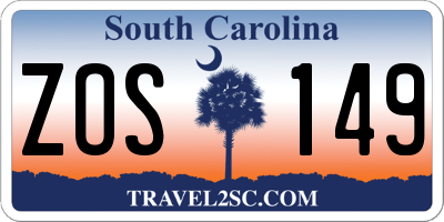 SC license plate ZOS149