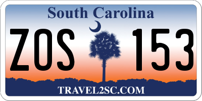 SC license plate ZOS153