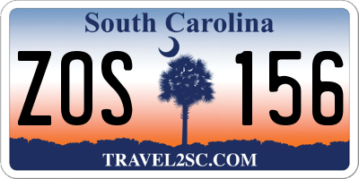 SC license plate ZOS156