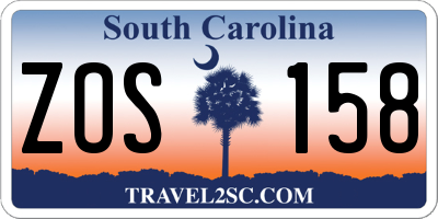 SC license plate ZOS158