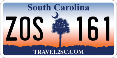 SC license plate ZOS161