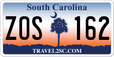 SC license plate ZOS162