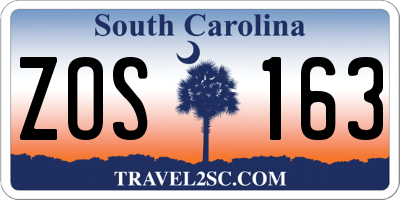 SC license plate ZOS163