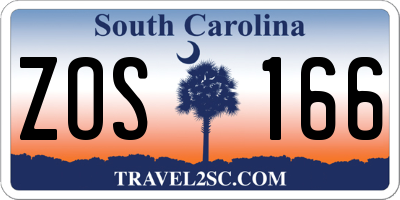 SC license plate ZOS166