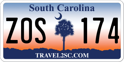 SC license plate ZOS174
