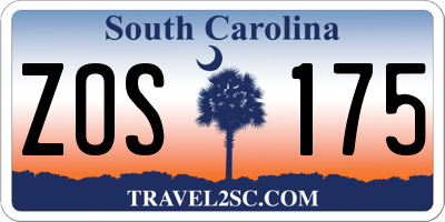SC license plate ZOS175