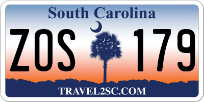 SC license plate ZOS179