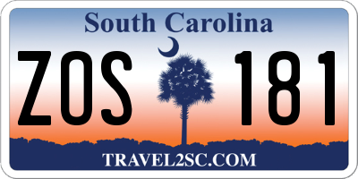 SC license plate ZOS181