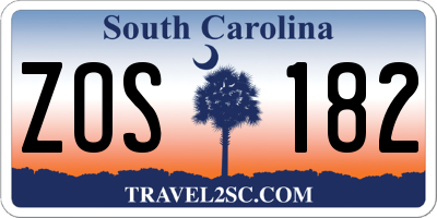 SC license plate ZOS182