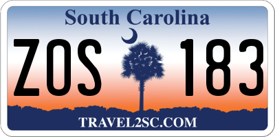 SC license plate ZOS183