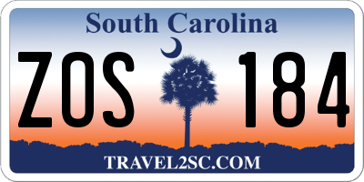 SC license plate ZOS184