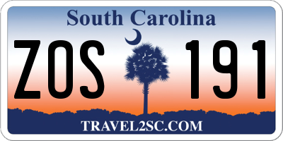 SC license plate ZOS191