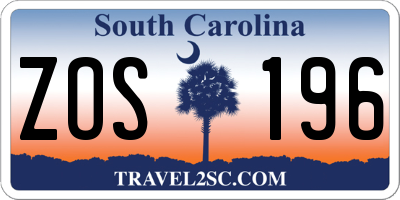SC license plate ZOS196