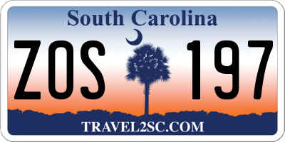 SC license plate ZOS197