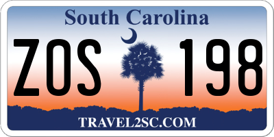 SC license plate ZOS198