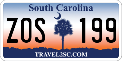 SC license plate ZOS199
