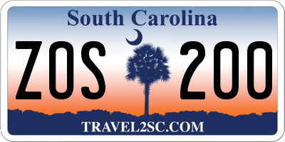SC license plate ZOS200