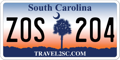 SC license plate ZOS204