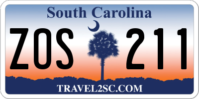 SC license plate ZOS211