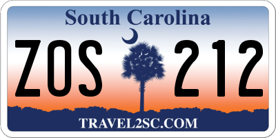 SC license plate ZOS212