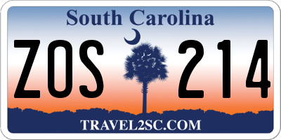 SC license plate ZOS214