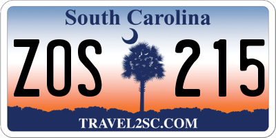 SC license plate ZOS215