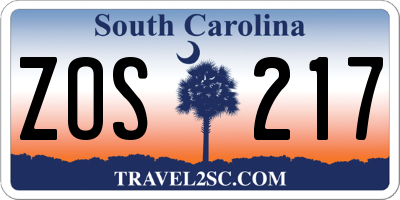 SC license plate ZOS217