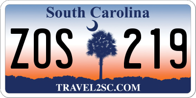 SC license plate ZOS219