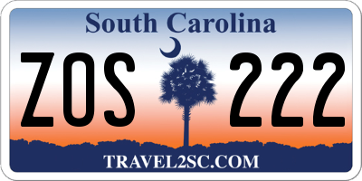 SC license plate ZOS222